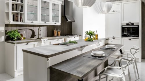 מטבח קלאסי אפור ולבן דגם JOLANTA IV