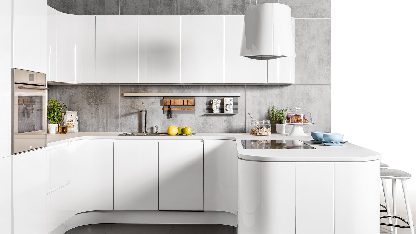 מטבח מודרני לבן רך דגם SOFT II