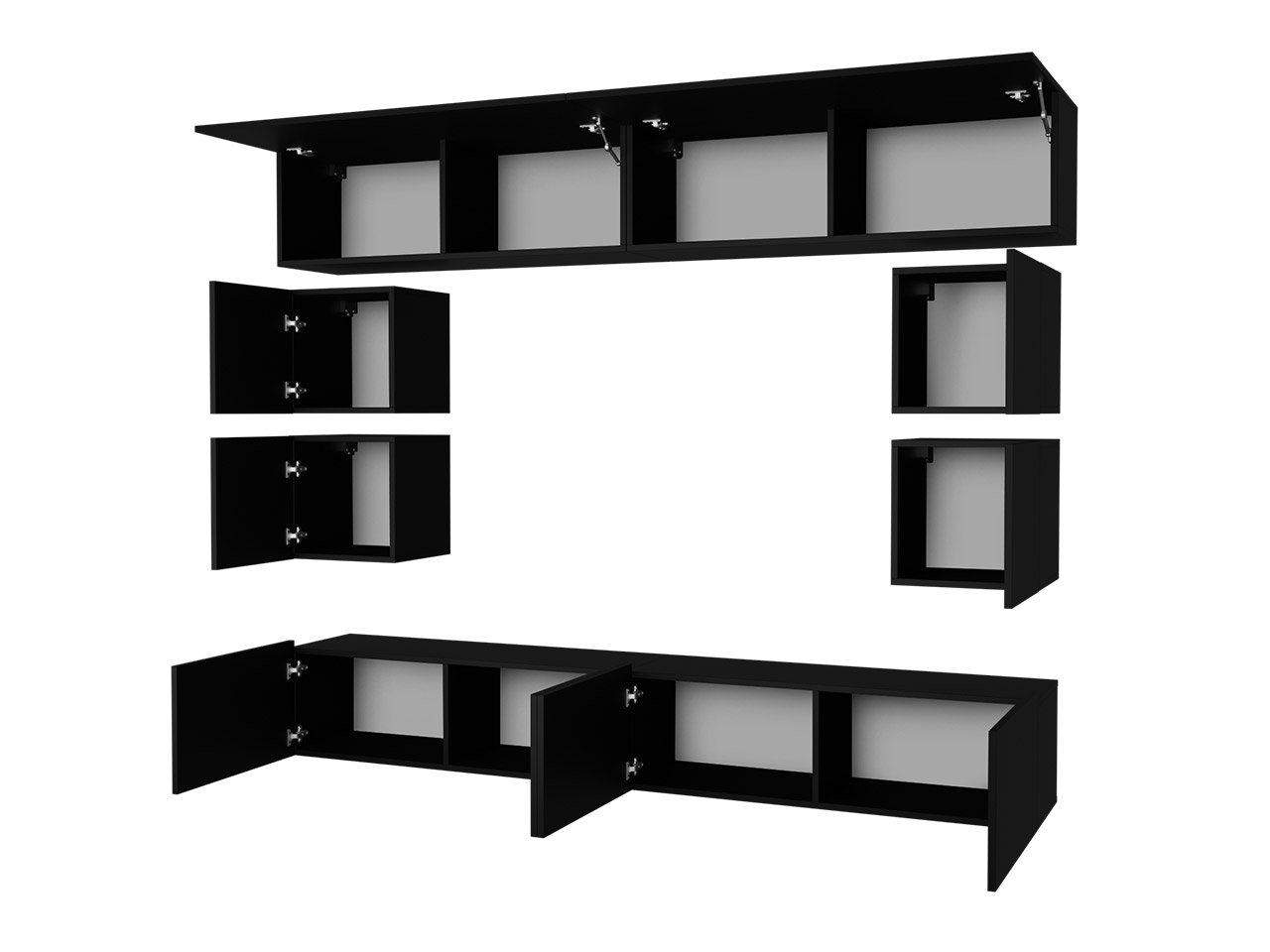 יחידת קיר לסלון דגם סט מזנון טלויזיה צף שחור דגם Bralani XVI