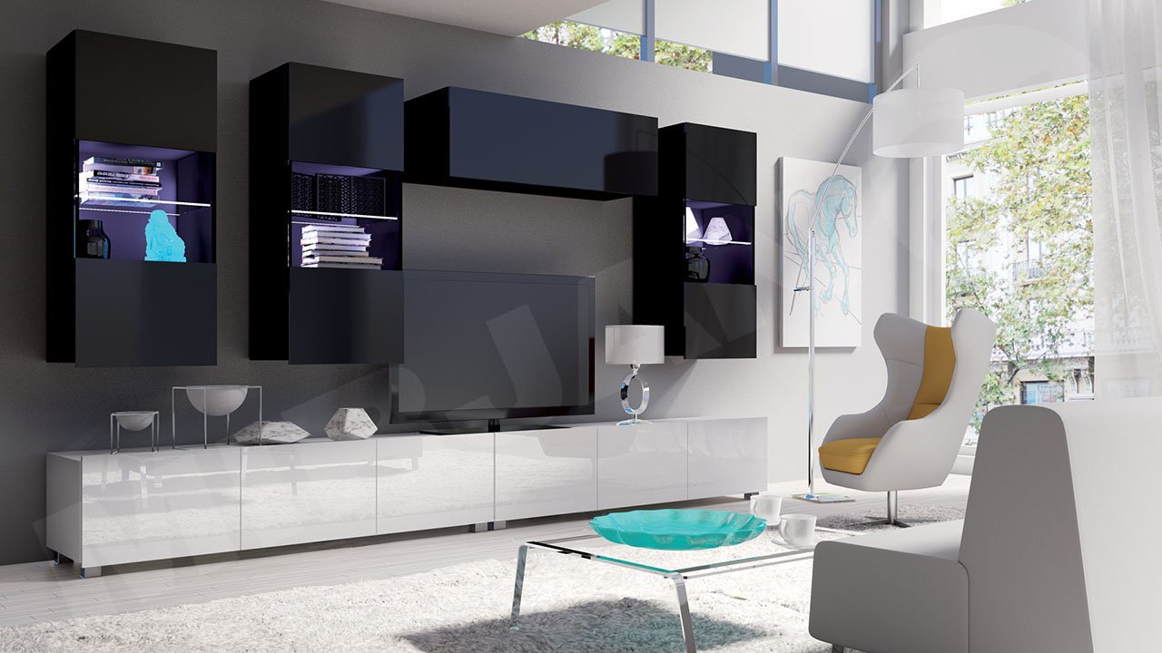 סט מזנון טלוויזיה לבן ושחור דגם Bralani V