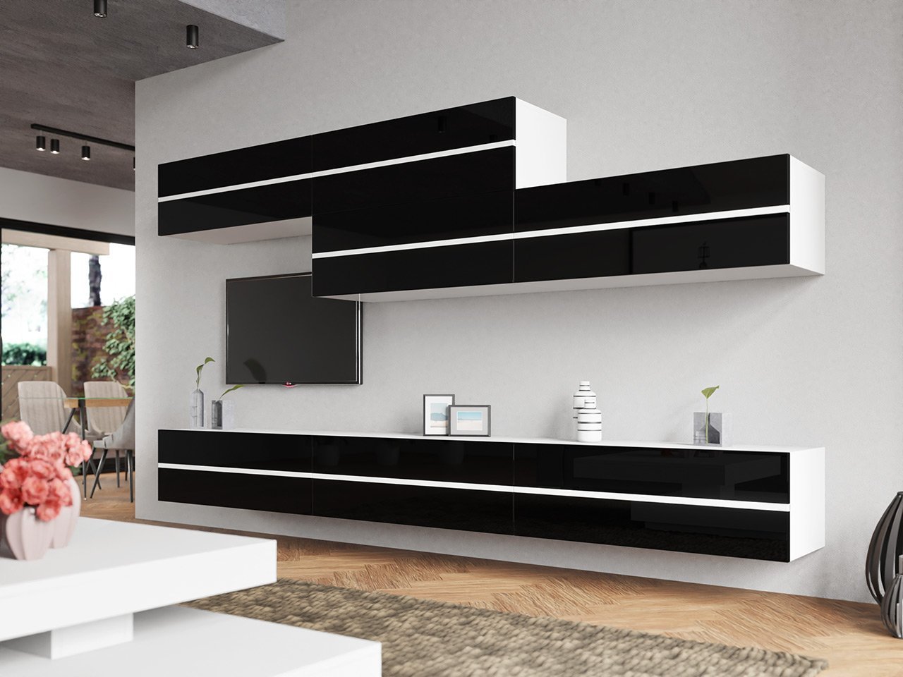 סט מזנון טלוזיה שחור פס לבן Marcos IX