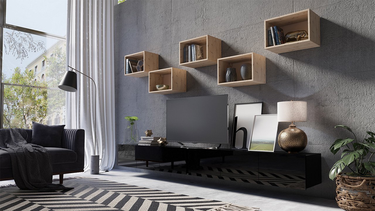 מזנון טלוויזיה שחור צף דגם Bralani XXXII