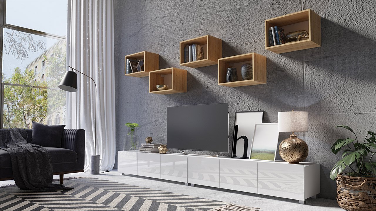 מזנון קיר לבן עומד דגם Bralani XXXII