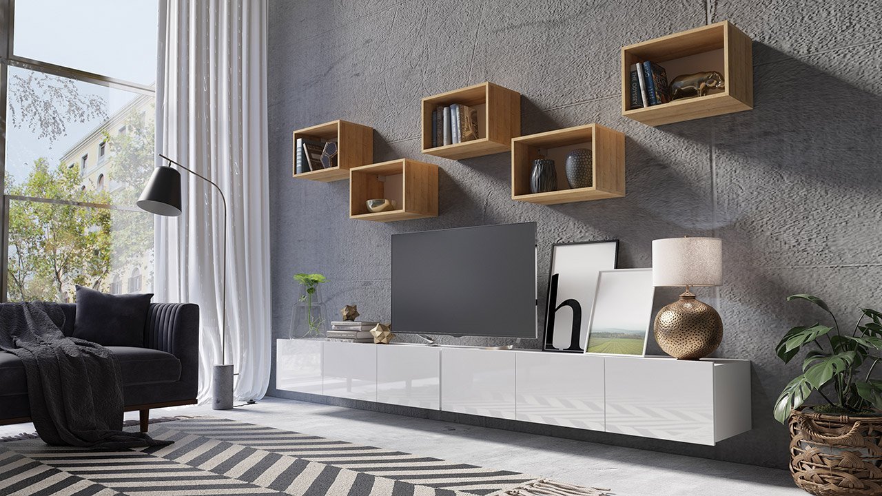 מזנון קיר לבן צף דגם Bralani XXXII