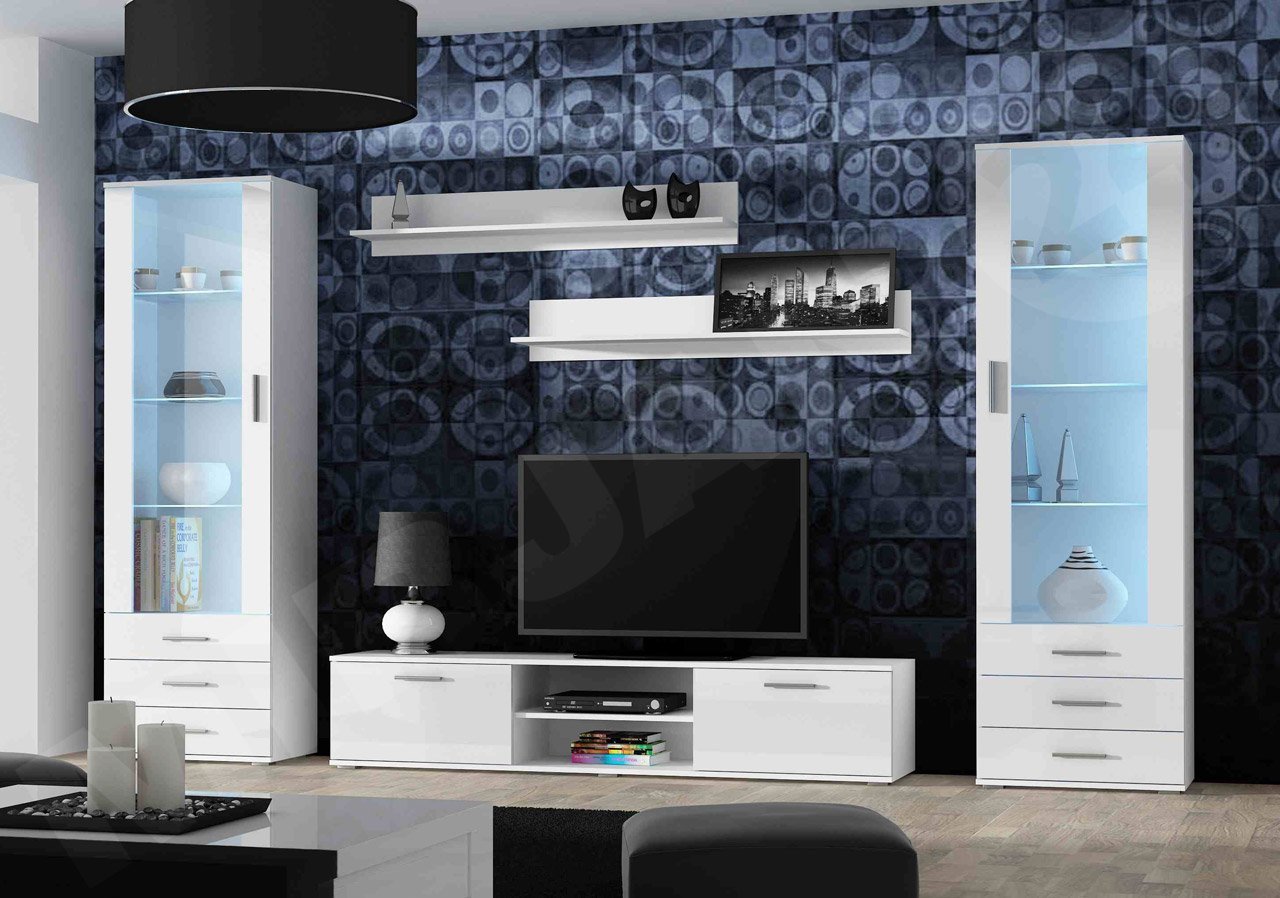 מזנון קיר לטלוויזיה בצבע לבן דגם Boho IV