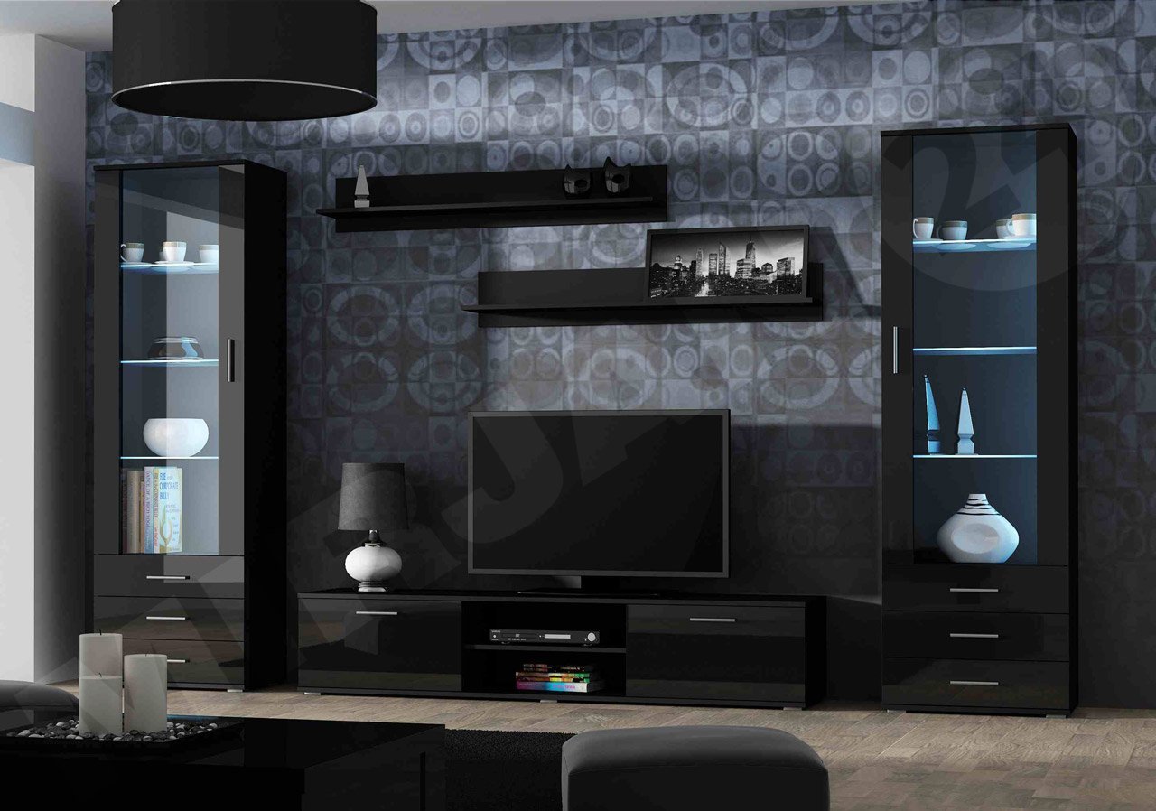 מזנון קיר לטלוויזיה בצבע שחור דגם Boho IV