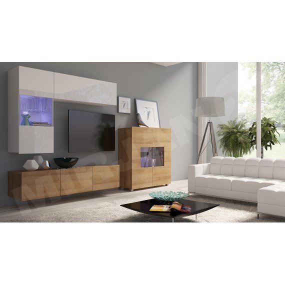 סט מזנון טלוויזיה בצבע עץ ולבן דגם Bralani III