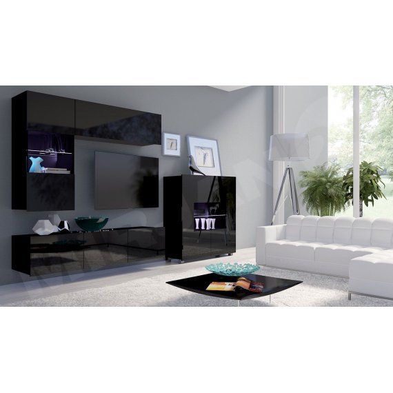 סט מזנון טלוויזיה בצבע שחור מבריק דגם Bralani III