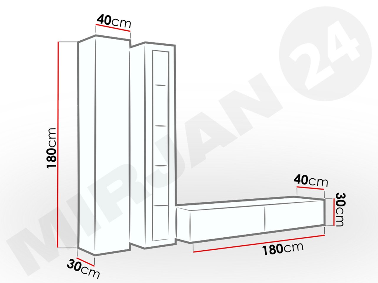 מידות מזנון טלוויזיה צף לסלון בצבע אפור מבריק דגם VIGO ב-אאוטלט רהיטים (2)