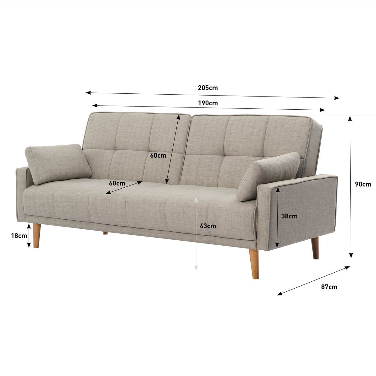 ספה תלת מושבית נפתחת למיטה וחצי בצבע בז' דגם ERICA מבית אאוטלט רהיטים