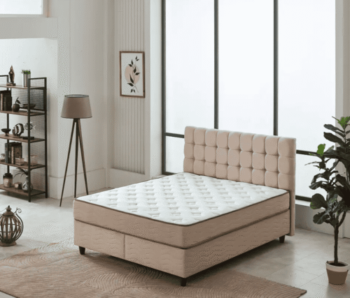a bed in a room