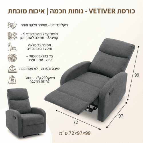כרית ספה מרופדת בטנה איכותית, מתכווננת ויציבה, לנוחות מושלמת.