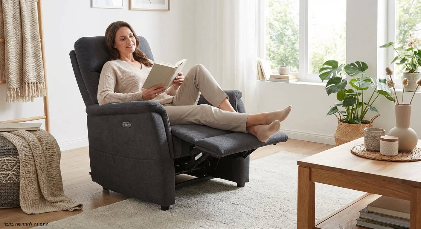 RELAXA Pro – כורסה חשמלית מתכווננת עם ריקליינר | מנגנון חשמלי שקט | נוחות אורתופדית | 3 צבעים לבחירה – תמונה 6